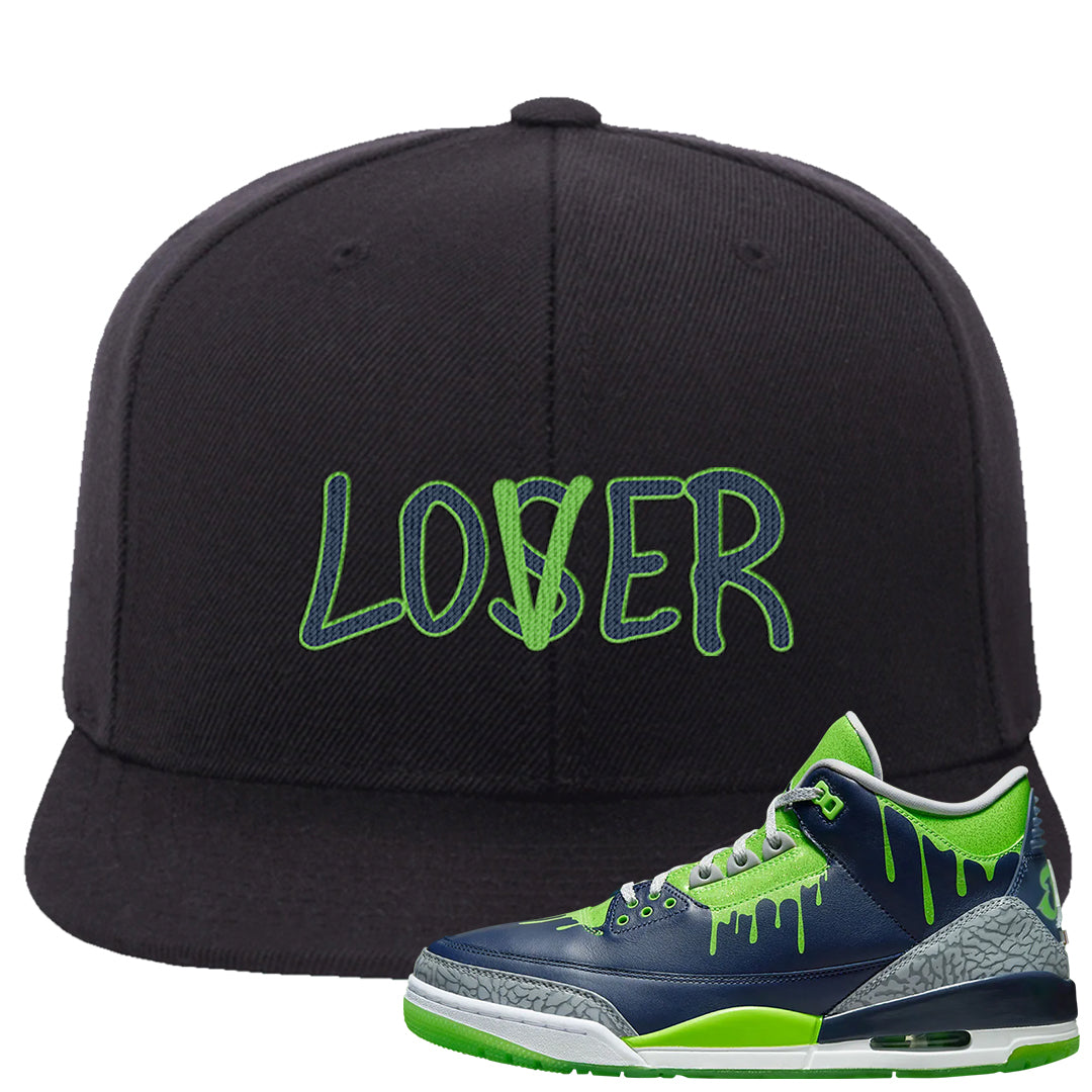 Juice 3s Snapback Hat | Lover, Black