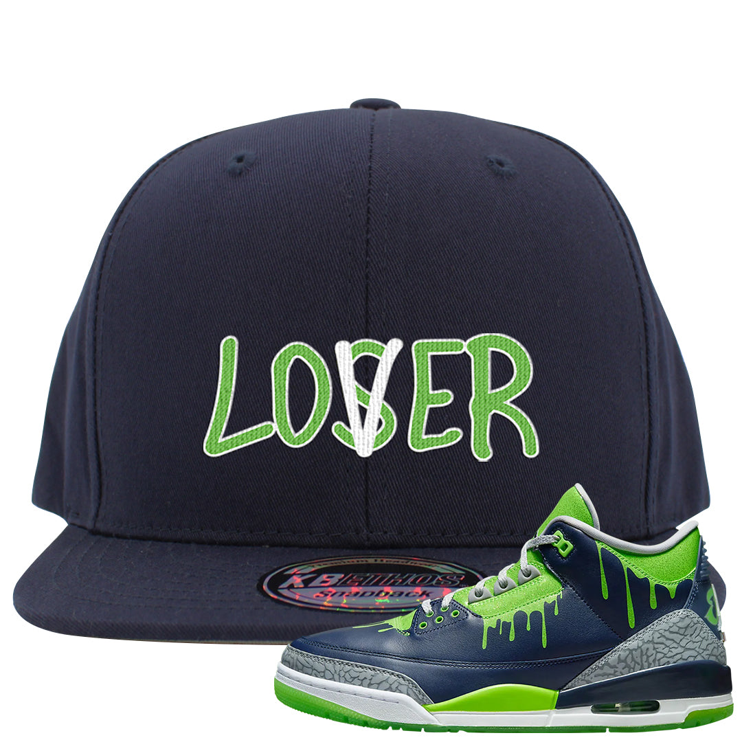 Juice 3s Snapback Hat | Lover, Navy