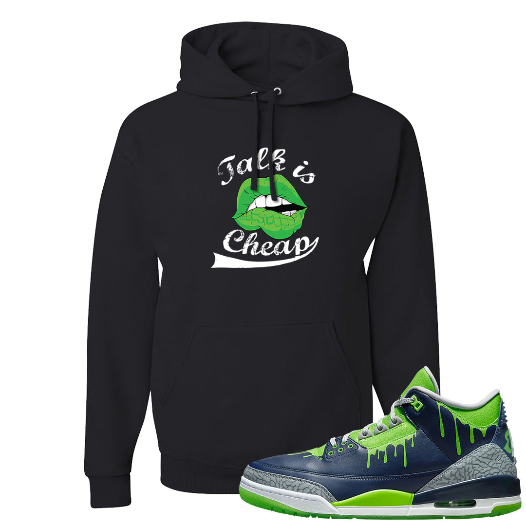 Juice 3s Hoodie | Talk Lips, Black