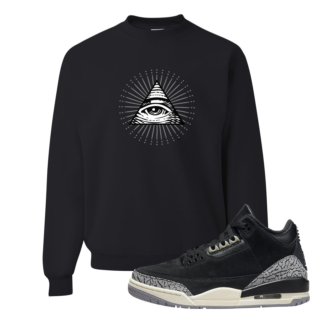 Oreo 3s Crewneck Sweatshirt | All Seeing Eye, Black