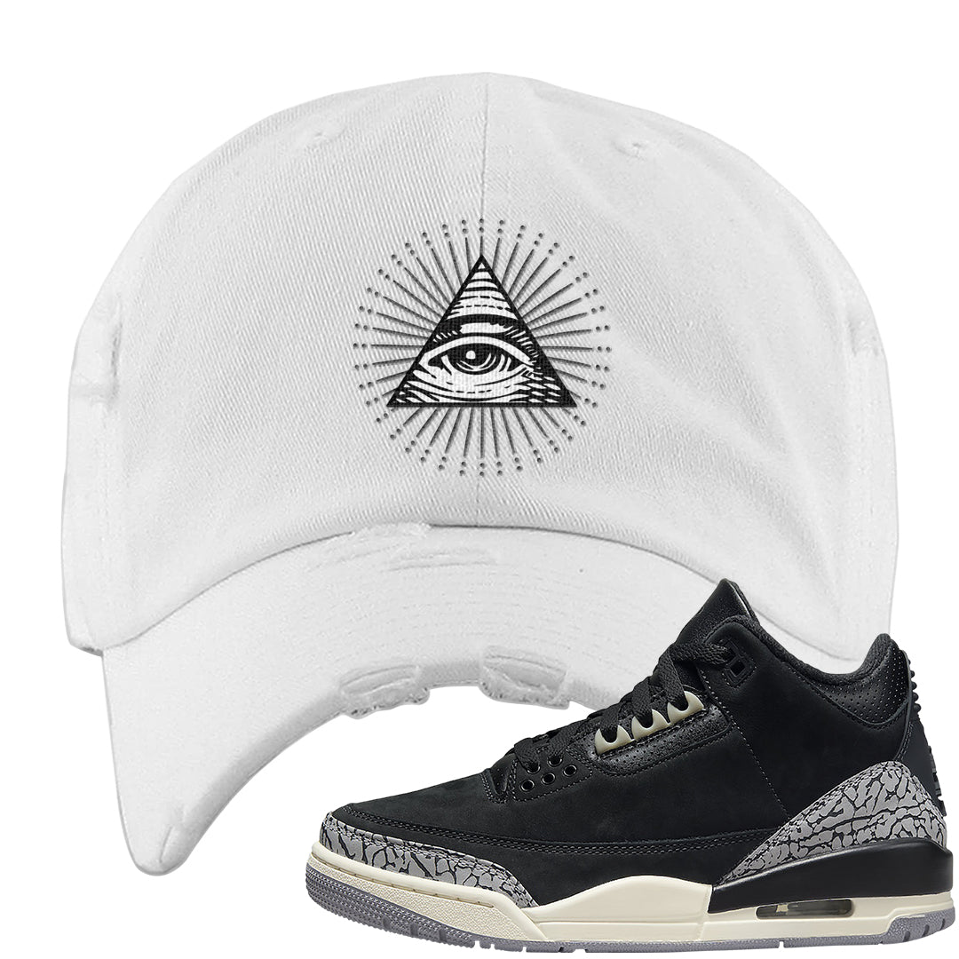 Oreo 3s Distressed Dad Hat | All Seeing Eye, White