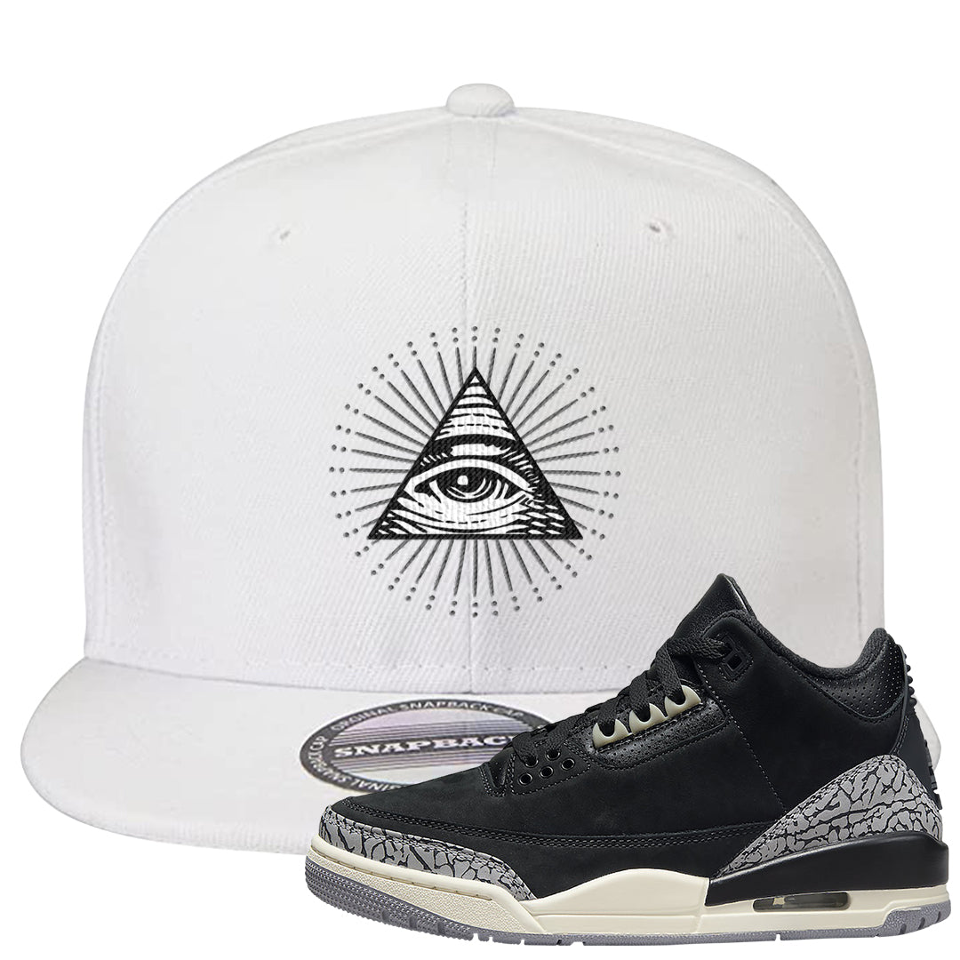 Oreo 3s Snapback Hat | All Seeing Eye, White