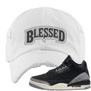 Oreo 3s Distressed Dad Hat | Blessed Arch, White