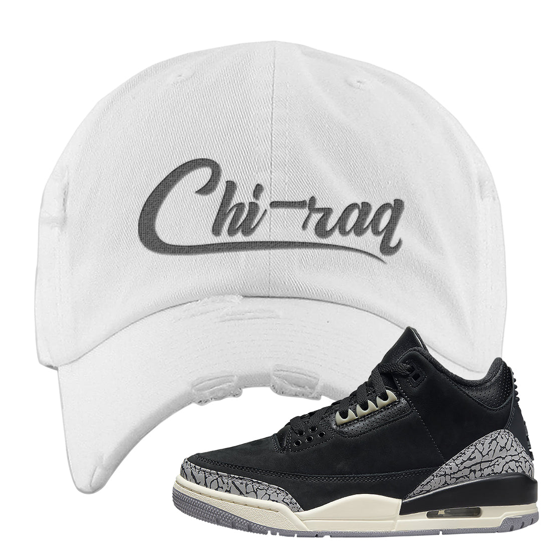 Oreo 3s Distressed Dad Hat | Chiraq, White