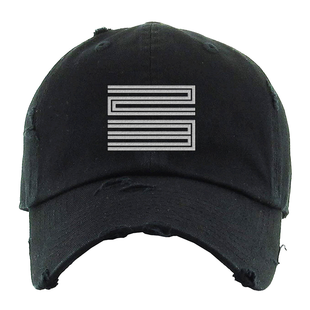 Oreo 3s Distressed Dad Hat | Double Line 23, Black