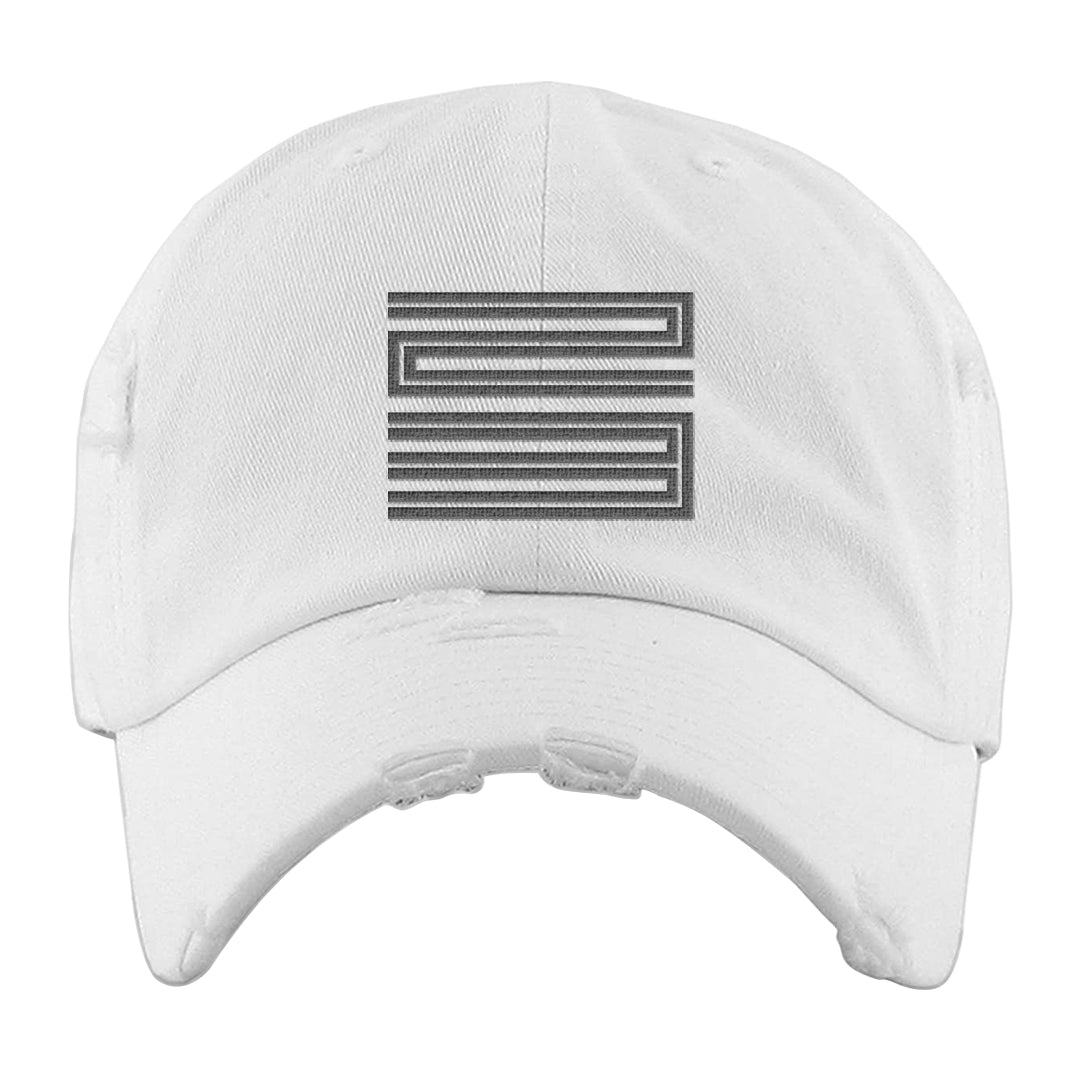 Oreo 3s Distressed Dad Hat | Double Line 23, White