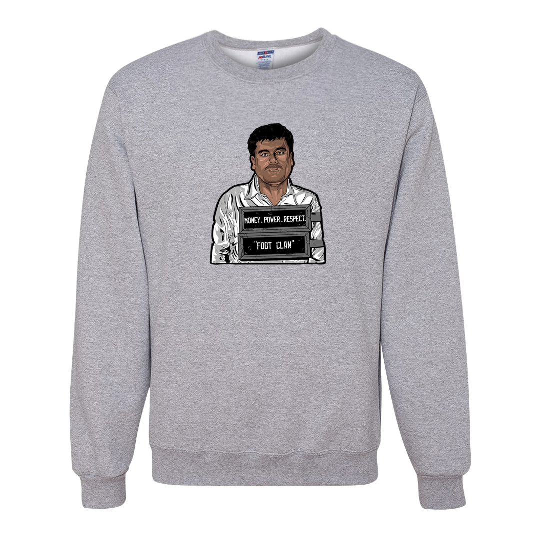 Oreo 3s Crewneck Sweatshirt | El Chapo Illustration, Ash