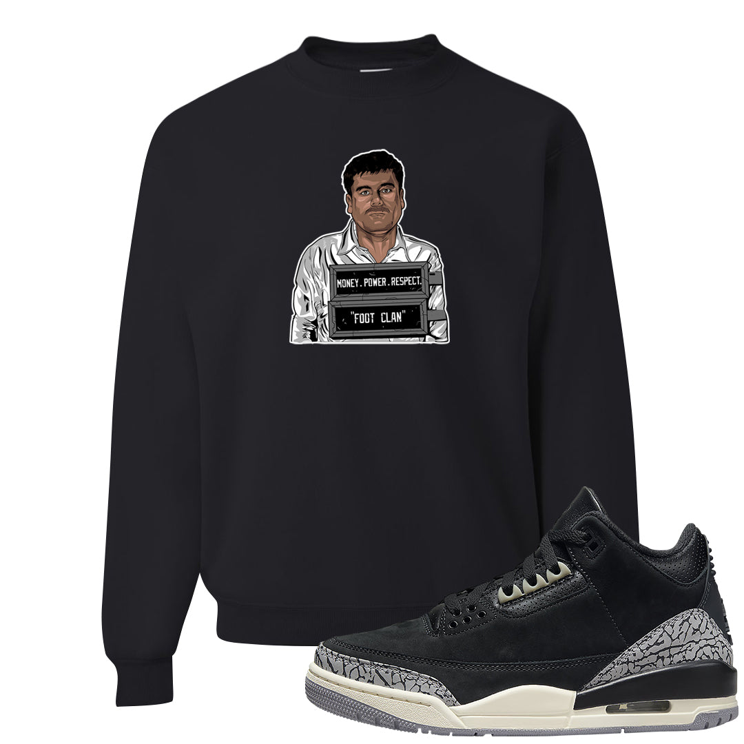 Oreo 3s Crewneck Sweatshirt | El Chapo Illustration, Black