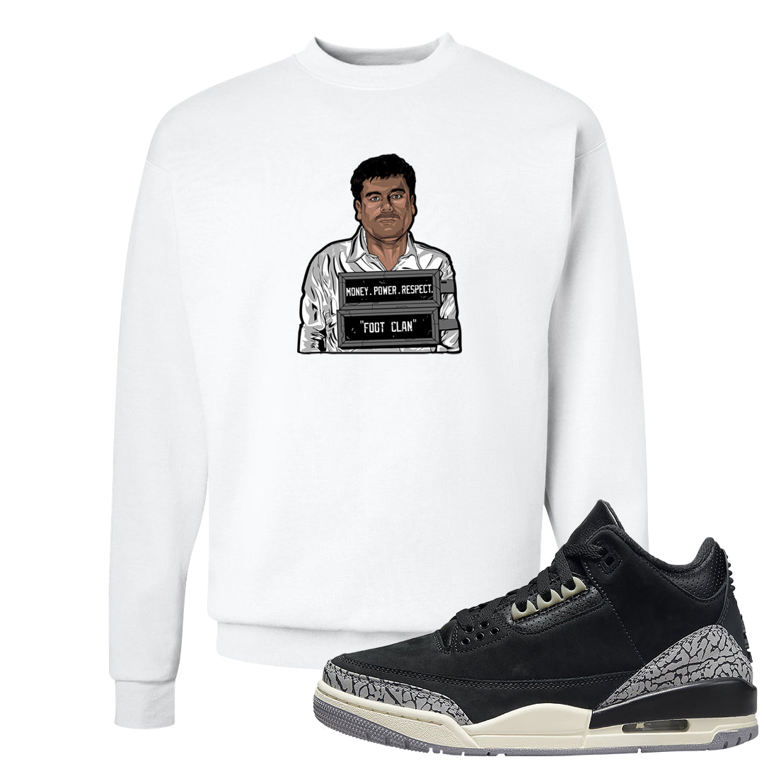 Oreo 3s Crewneck Sweatshirt | El Chapo Illustration, White