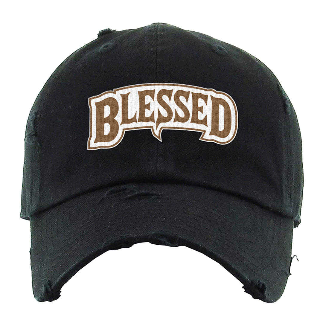 Palomino 3s Distressed Dad Hat | Blessed Arch, Black
