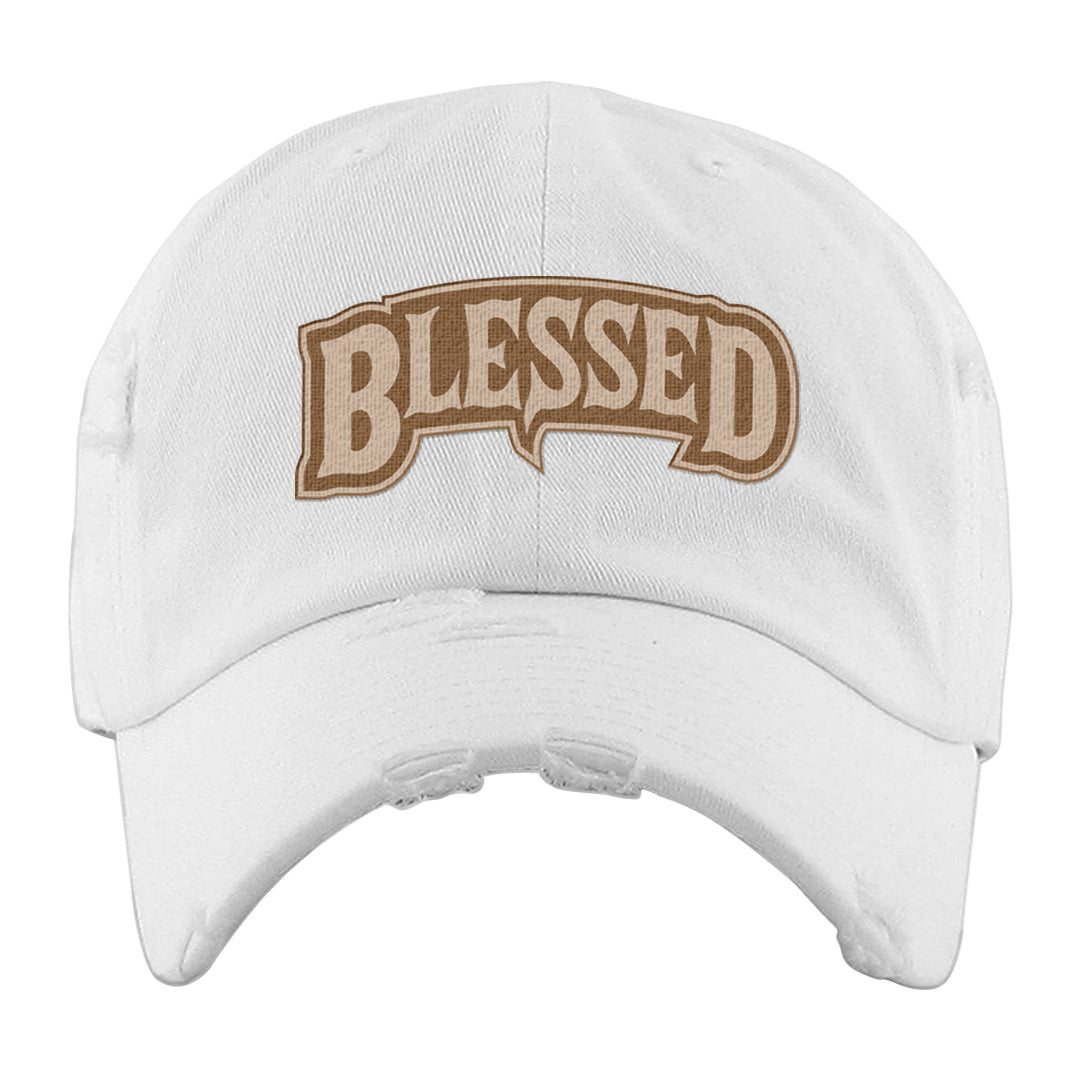 Palomino 3s Distressed Dad Hat | Blessed Arch, White