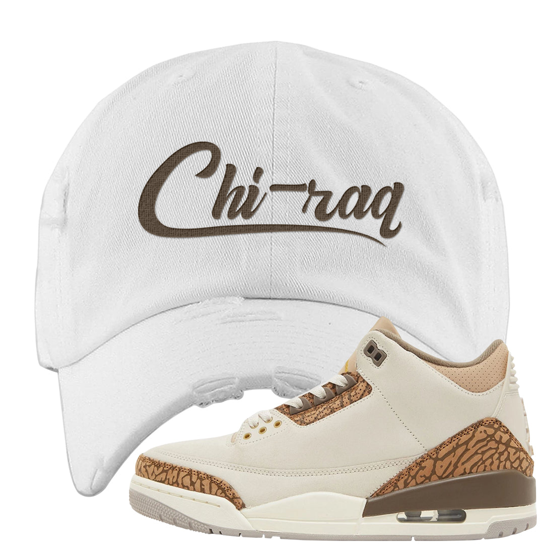 Palomino 3s Distressed Dad Hat | Chiraq, White