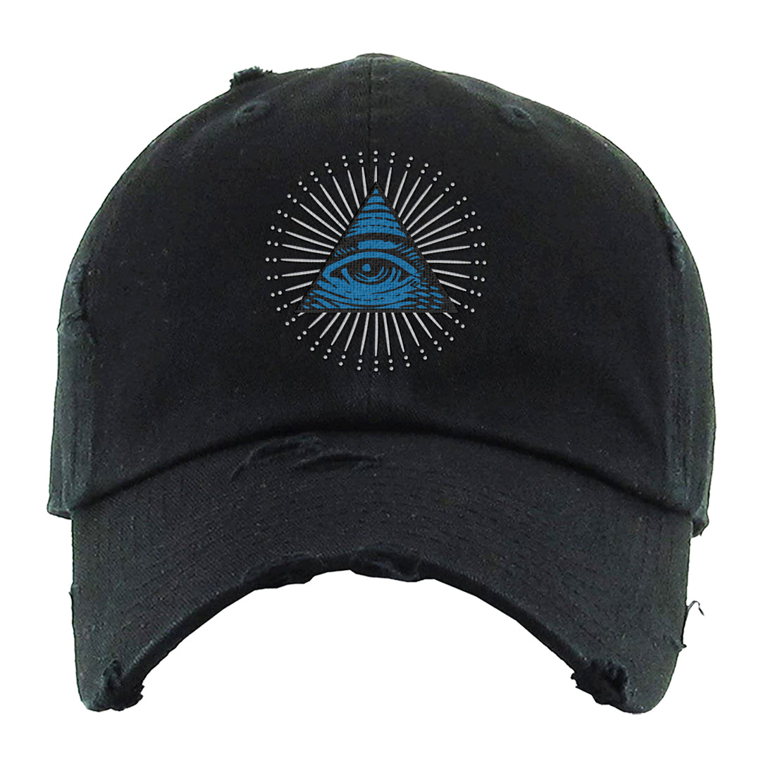 White/True Blue/Metallic Copper 3s Distressed Dad Hat | All Seeing Eye, Black