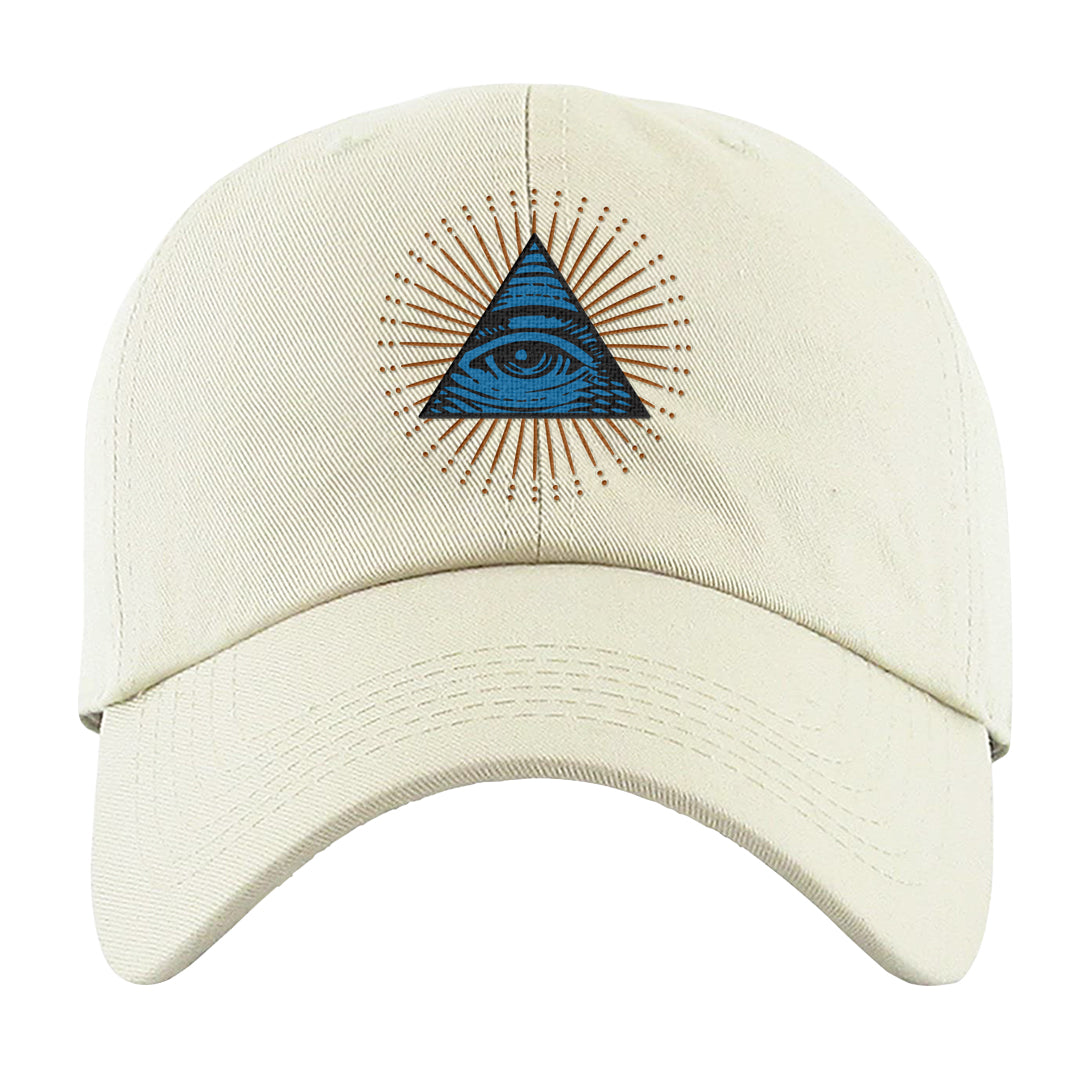 White/True Blue/Metallic Copper 3s Dad Hat | All Seeing Eye, White