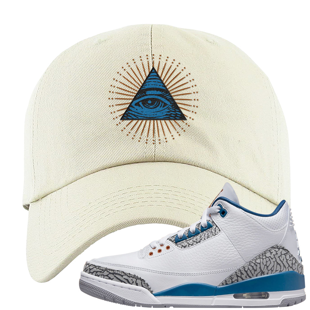 White/True Blue/Metallic Copper 3s Dad Hat | All Seeing Eye, White
