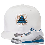 White/True Blue/Metallic Copper 3s Snapback Hat | All Seeing Eye, White