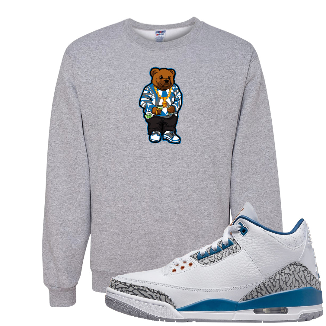 White/True Blue/Metallic Copper 3s Crewneck Sweatshirt | Sweater Bear, Ash