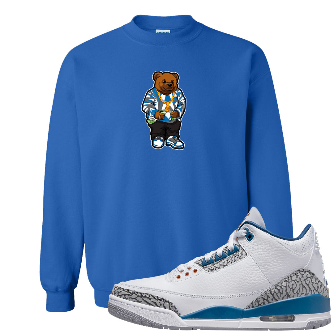 White/True Blue/Metallic Copper 3s Crewneck Sweatshirt | Sweater Bear, Royal