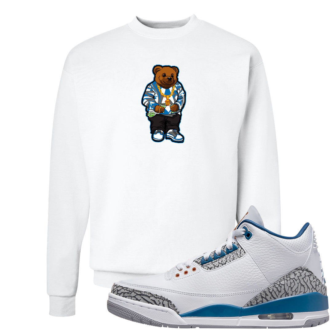White/True Blue/Metallic Copper 3s Crewneck Sweatshirt | Sweater Bear, White