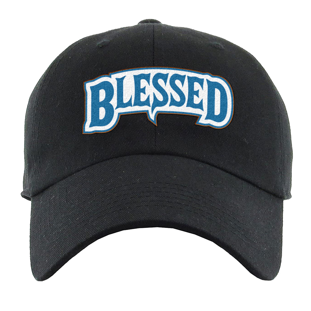 White/True Blue/Metallic Copper 3s Dad Hat | Blessed Arch, Black