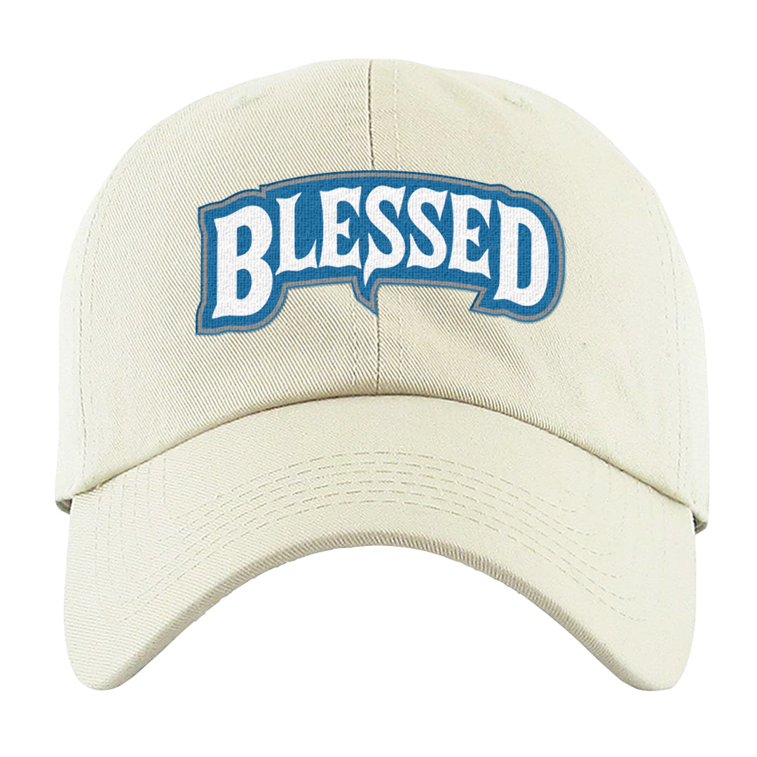 White/True Blue/Metallic Copper 3s Dad Hat | Blessed Arch, White