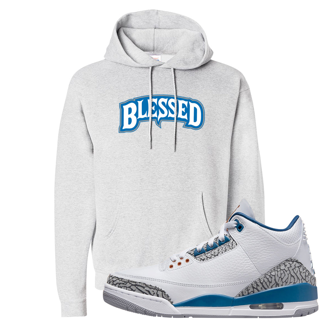 White/True Blue/Metallic Copper 3s Hoodie | Blessed Arch, Ash