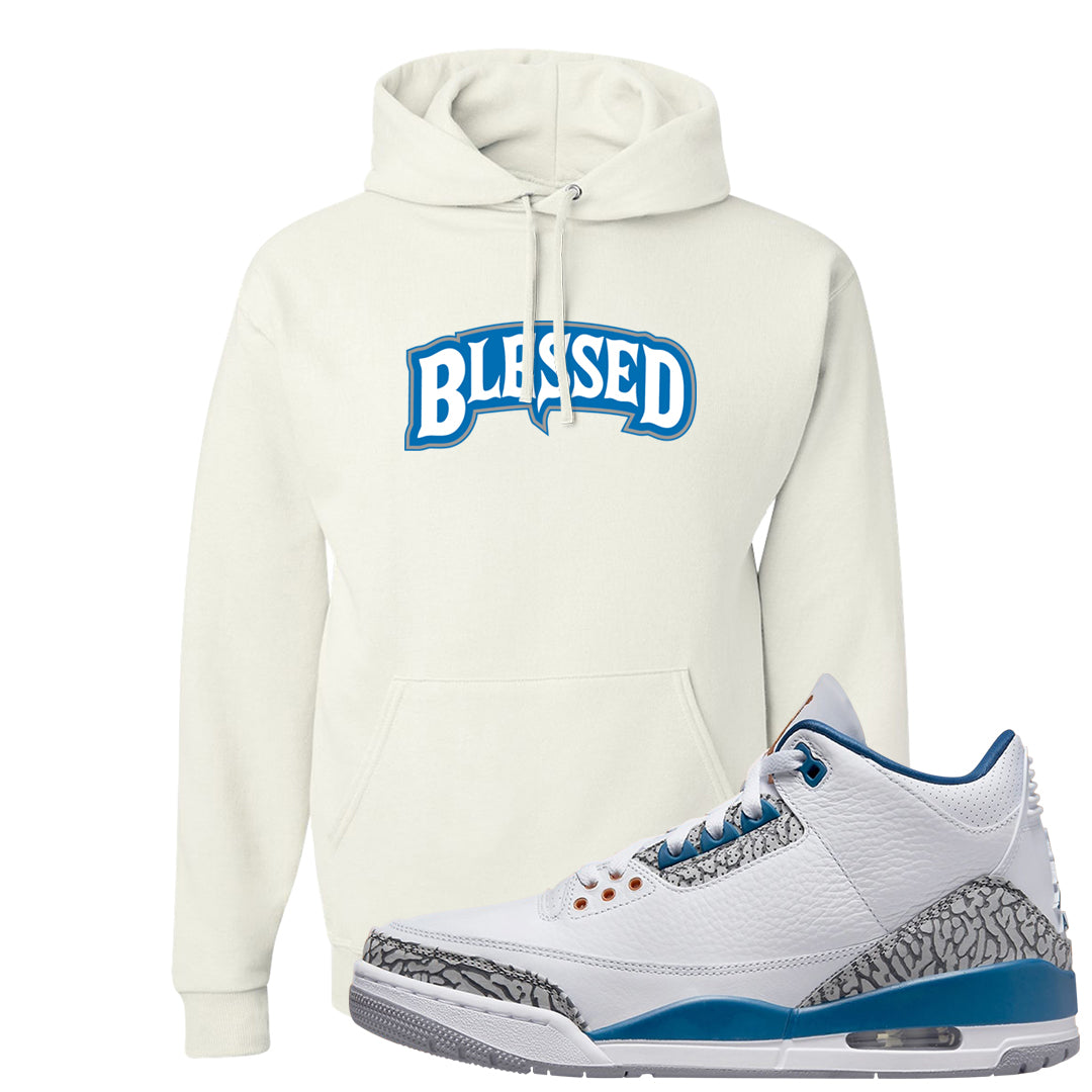 White/True Blue/Metallic Copper 3s Hoodie | Blessed Arch, White