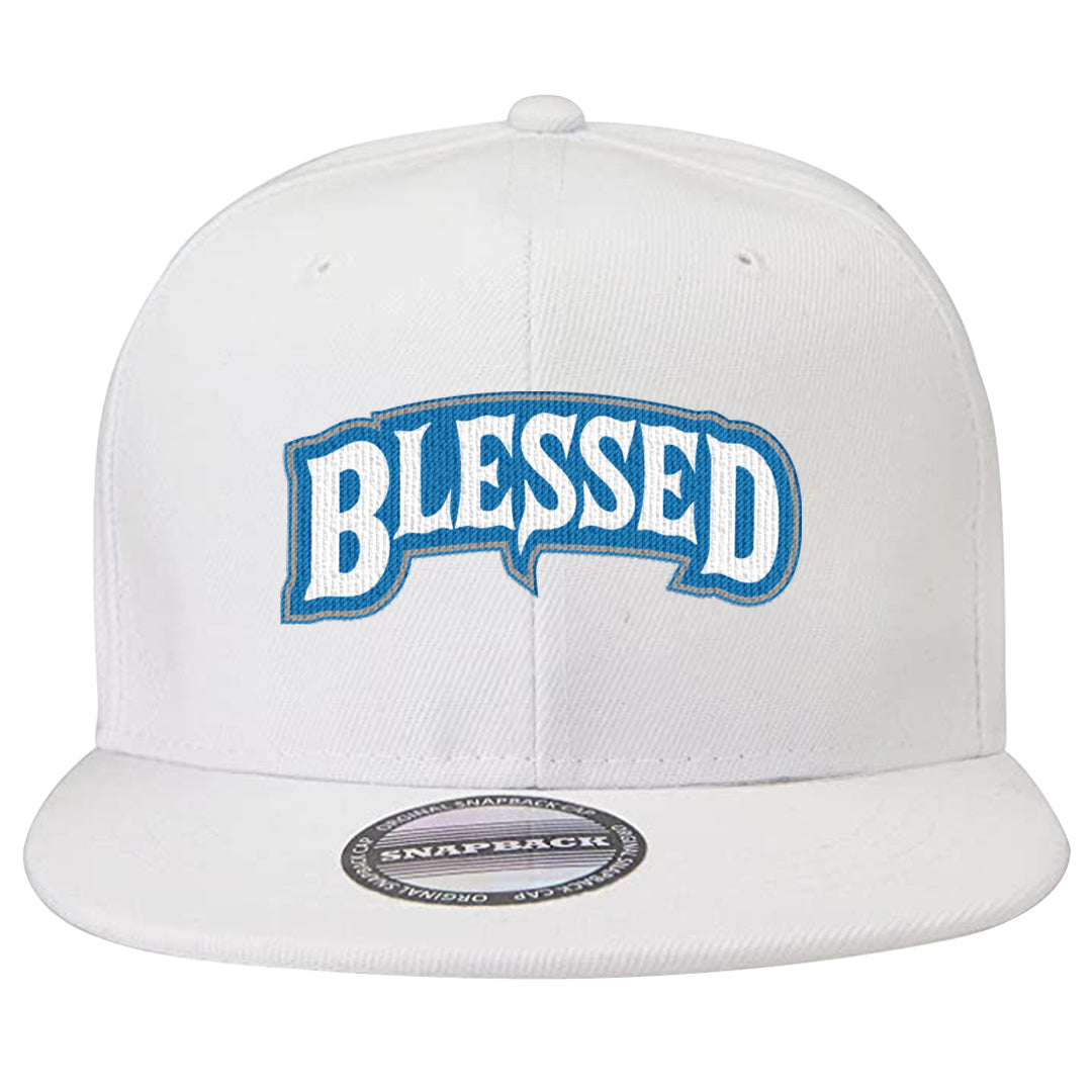 White/True Blue/Metallic Copper 3s Snapback Hat | Blessed Arch, White