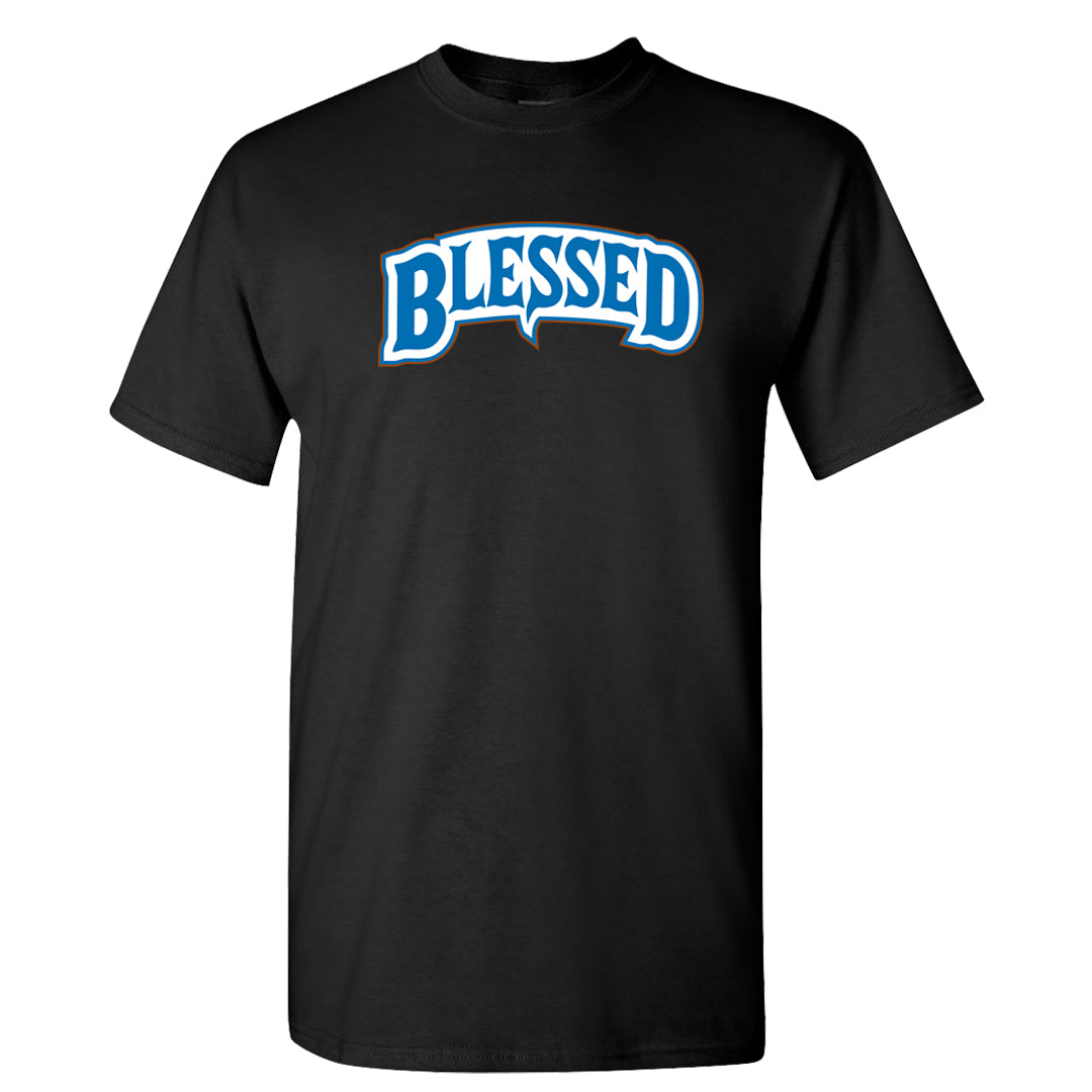White/True Blue/Metallic Copper 3s T Shirt | Blessed Arch, Black