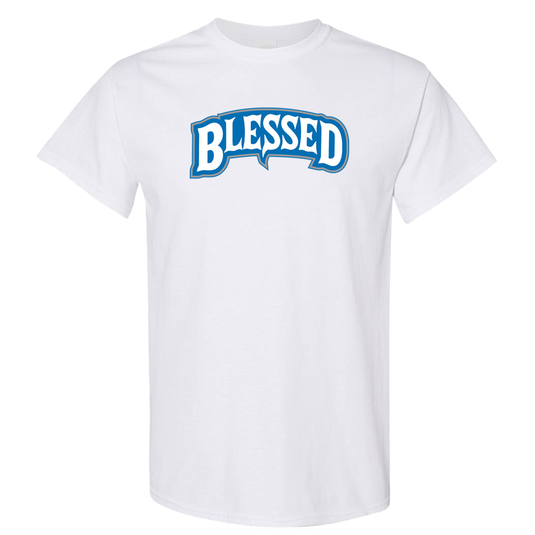 White/True Blue/Metallic Copper 3s T Shirt | Blessed Arch, White