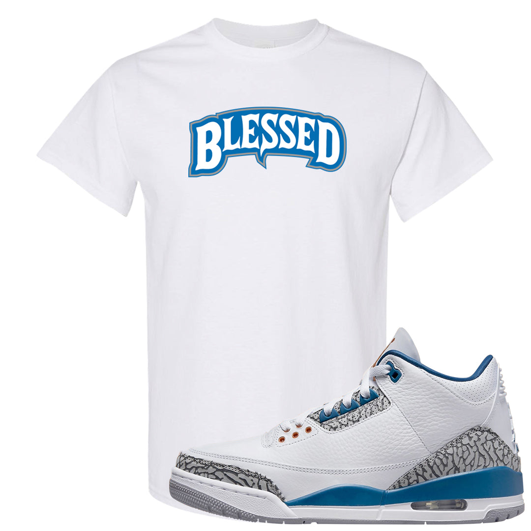 White/True Blue/Metallic Copper 3s T Shirt | Blessed Arch, White