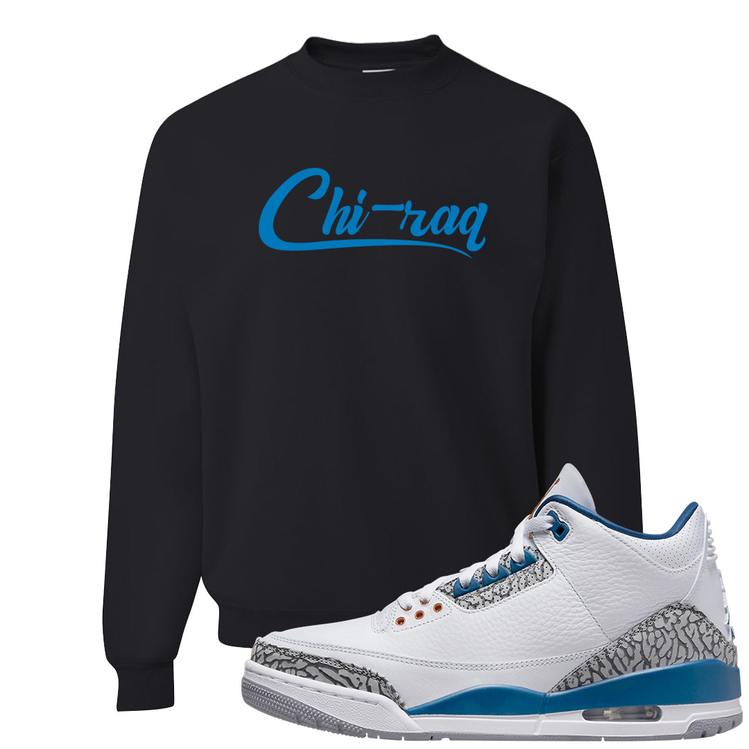 White/True Blue/Metallic Copper 3s Crewneck Sweatshirt | Chiraq, Black