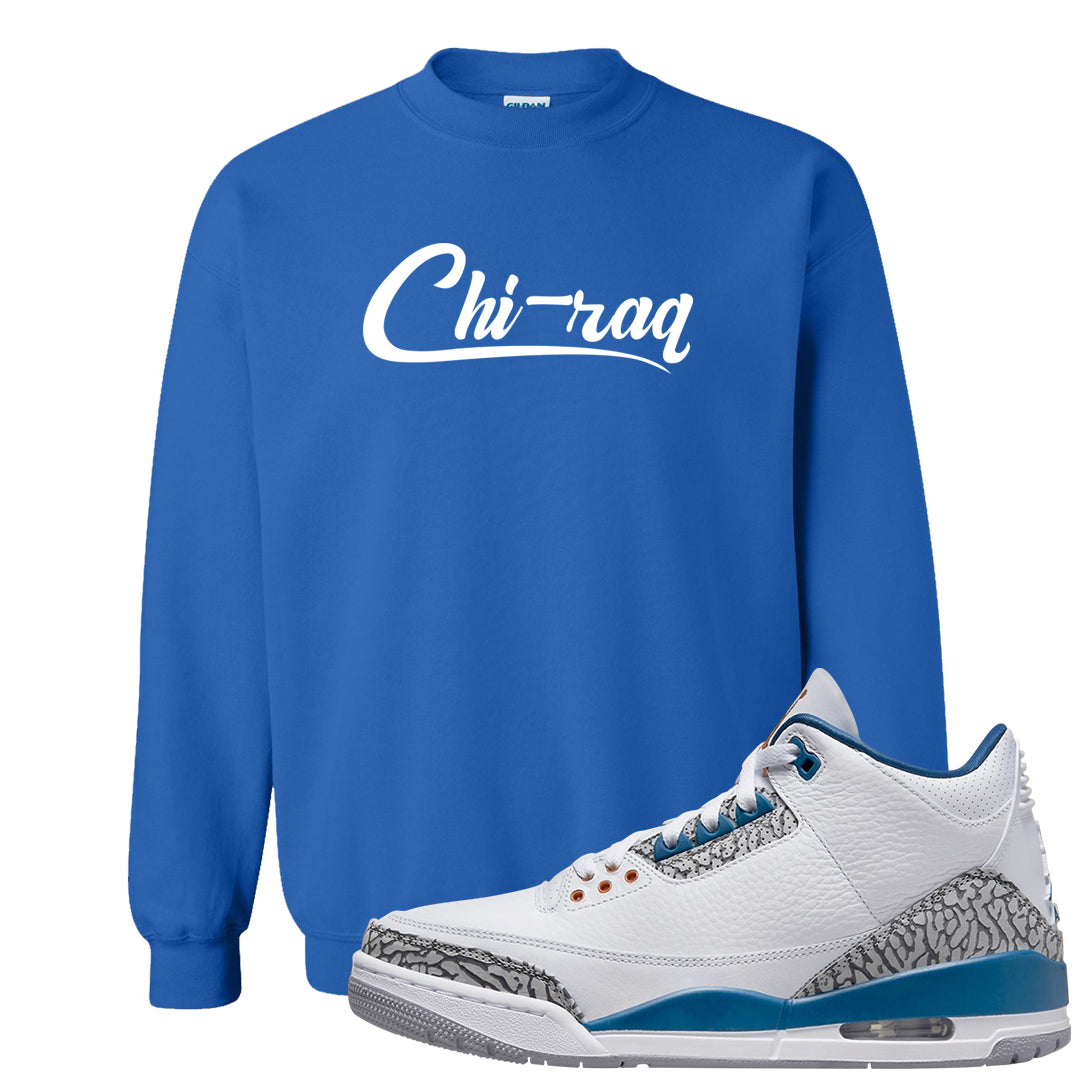 White/True Blue/Metallic Copper 3s Crewneck Sweatshirt | Chiraq, Royal