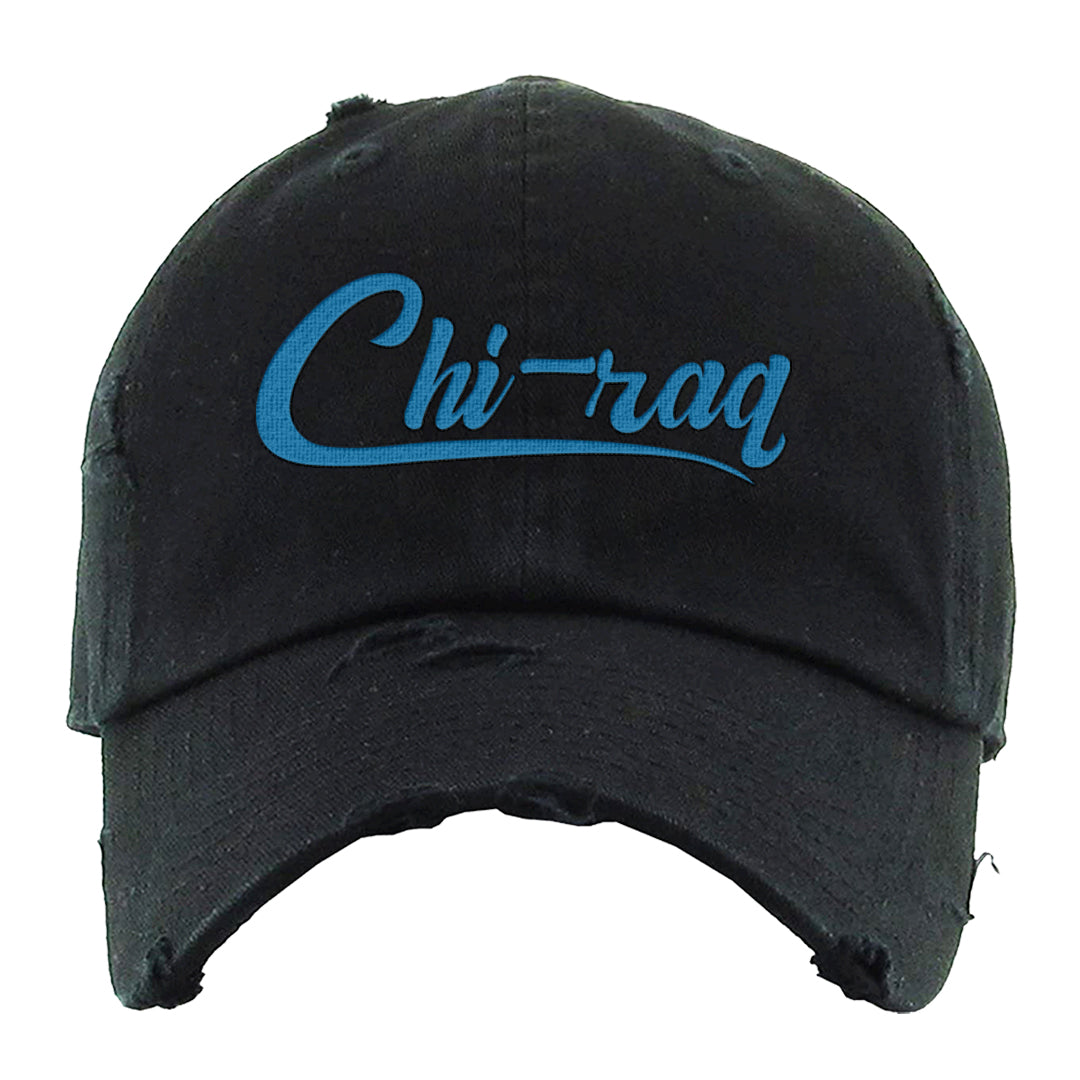 White/True Blue/Metallic Copper 3s Distressed Dad Hat | Chiraq, Black