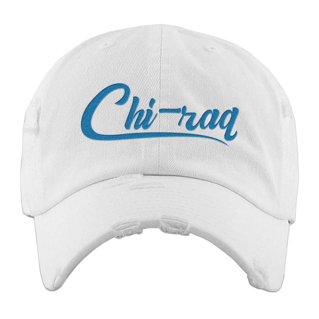 White/True Blue/Metallic Copper 3s Distressed Dad Hat | Chiraq, White