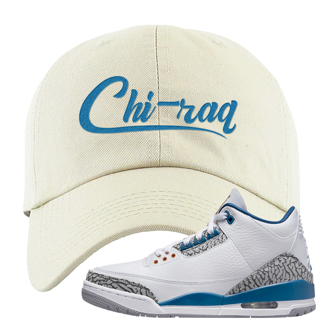 White/True Blue/Metallic Copper 3s Dad Hat | Chiraq, White