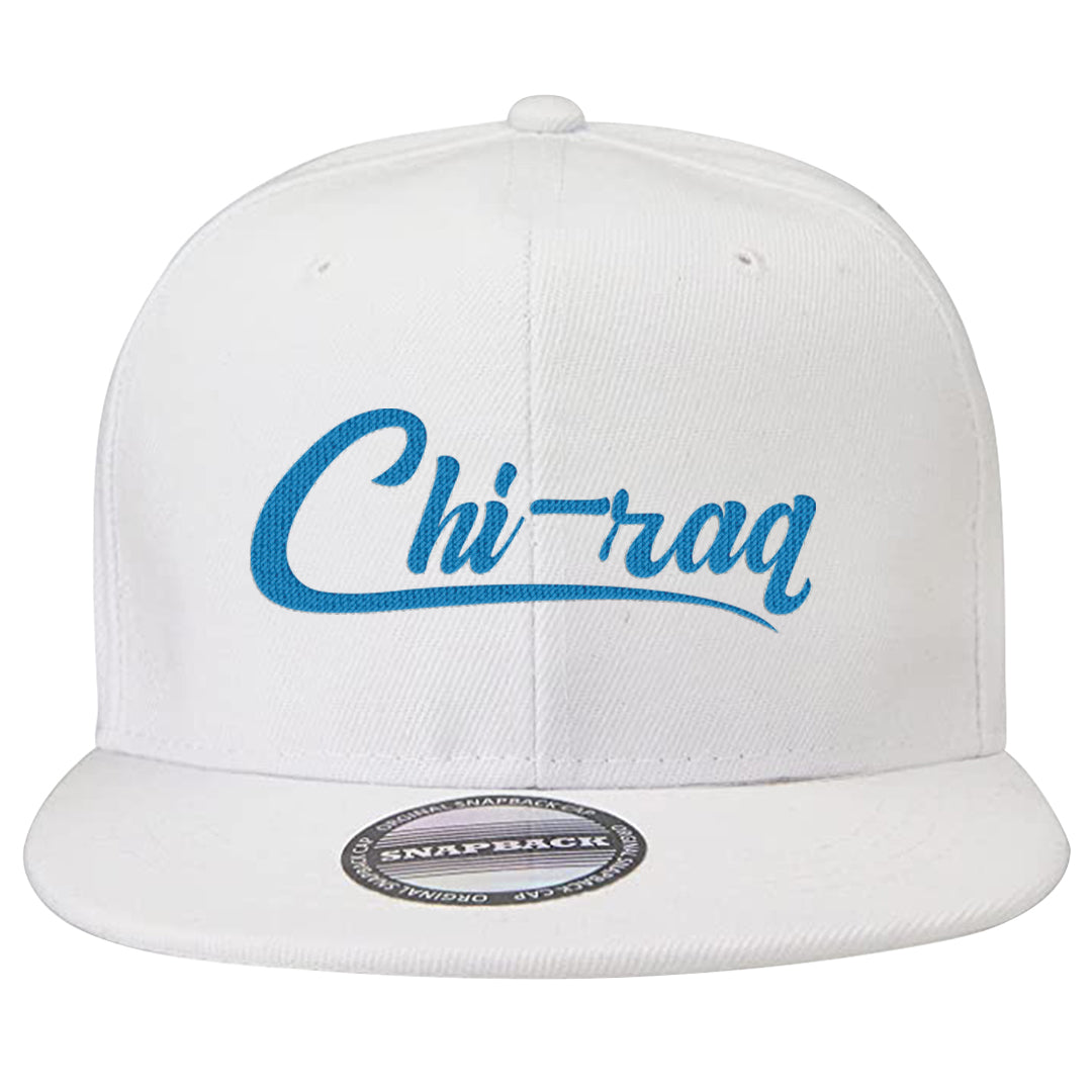 White/True Blue/Metallic Copper 3s Snapback Hat | Chiraq, White