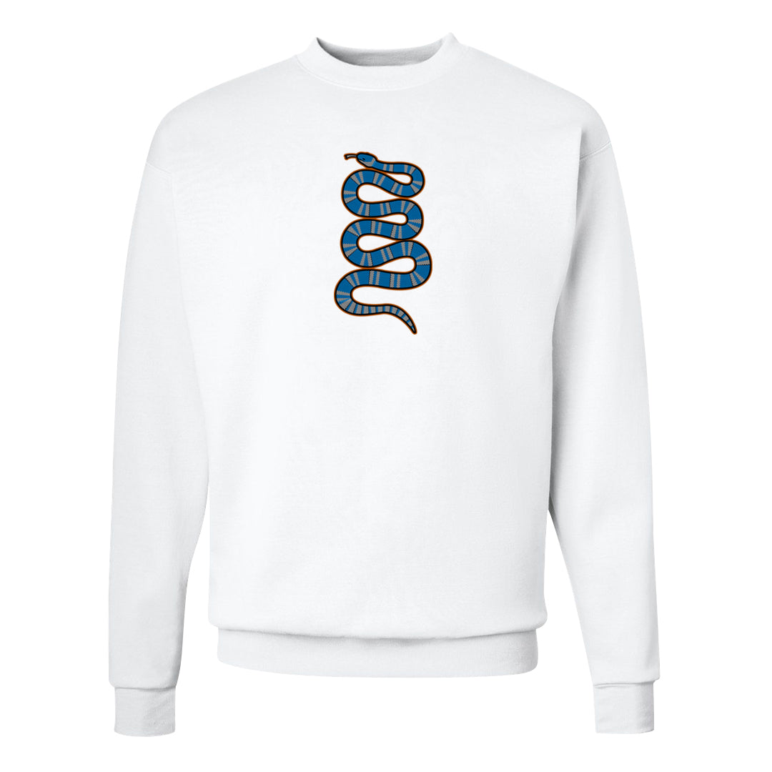 White/True Blue/Metallic Copper 3s Crewneck Sweatshirt | Coiled Snake, White