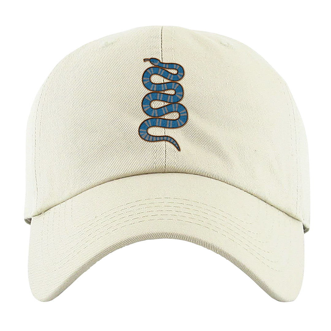 White/True Blue/Metallic Copper 3s Dad Hat | Coiled Snake, White