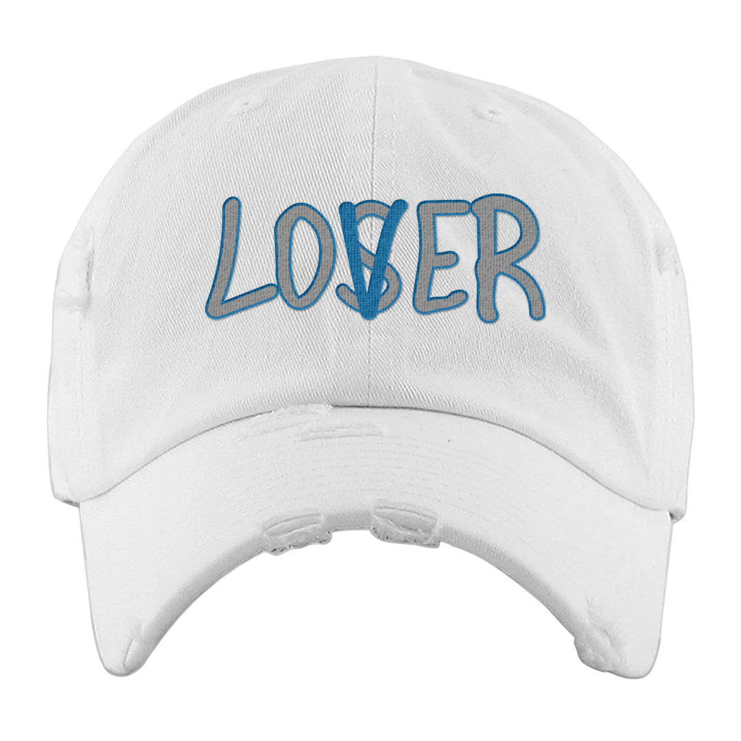 White/True Blue/Metallic Copper 3s Distressed Dad Hat | Lover, White