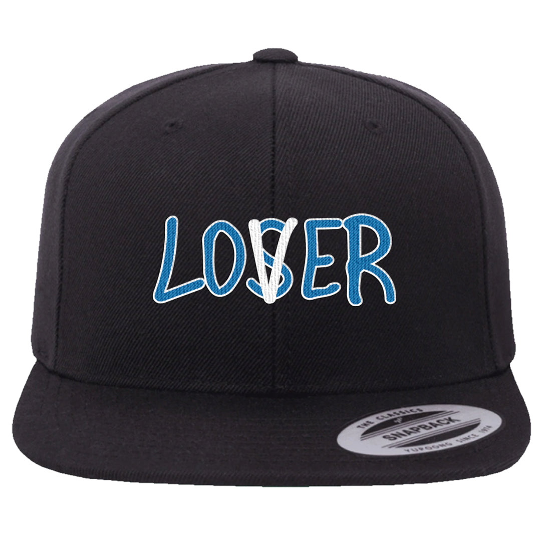White/True Blue/Metallic Copper 3s Snapback Hat | Lover, Black