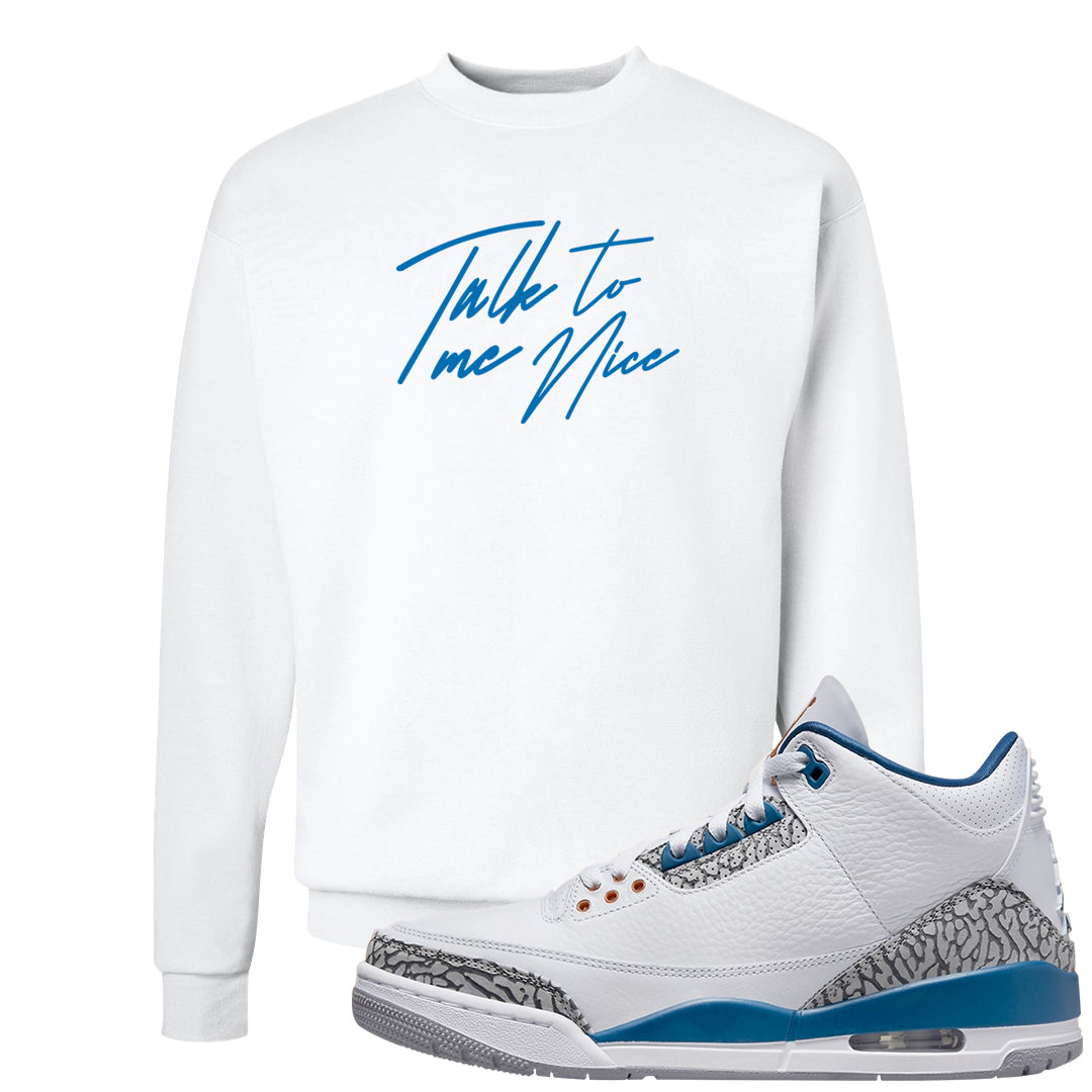 White/True Blue/Metallic Copper 3s Crewneck Sweatshirt | Talk To Me Nice, White