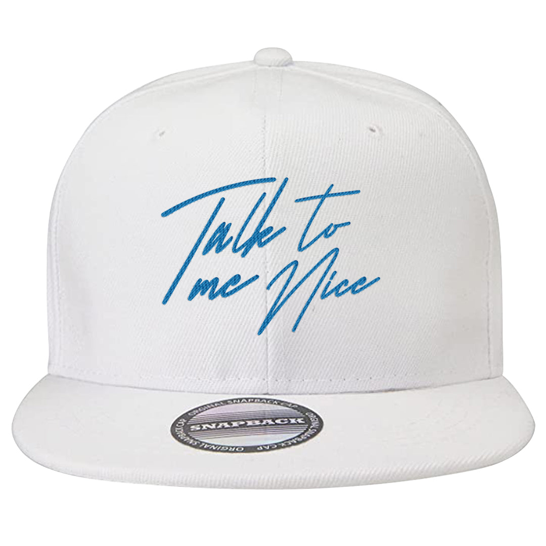 White/True Blue/Metallic Copper 3s Snapback Hat | Talk To Me Nice, White