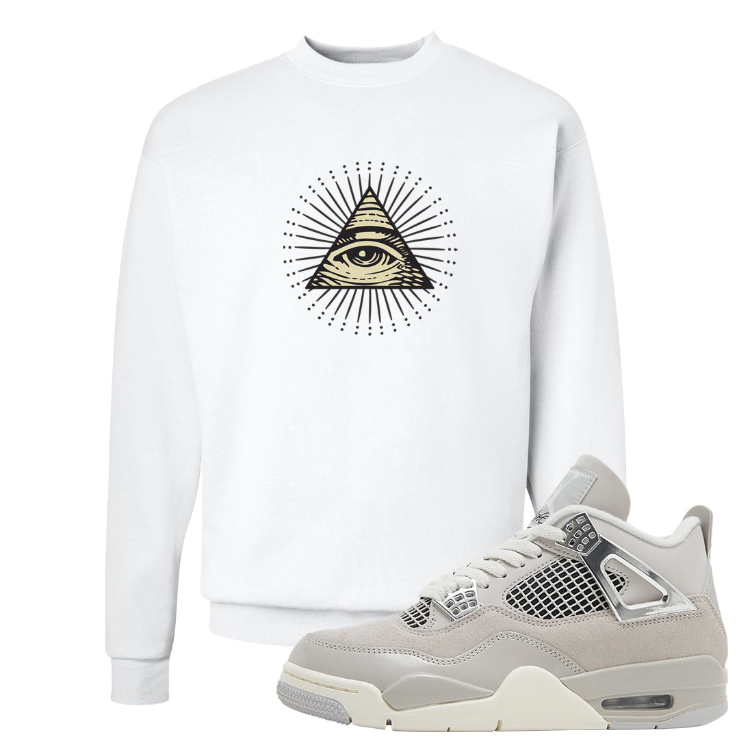 Frozen Moments 4s Crewneck Sweatshirt | All Seeing Eye, White