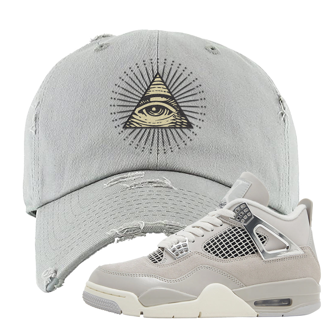 Frozen Moments 4s Distressed Dad Hat | All Seeing Eye, Light Gray