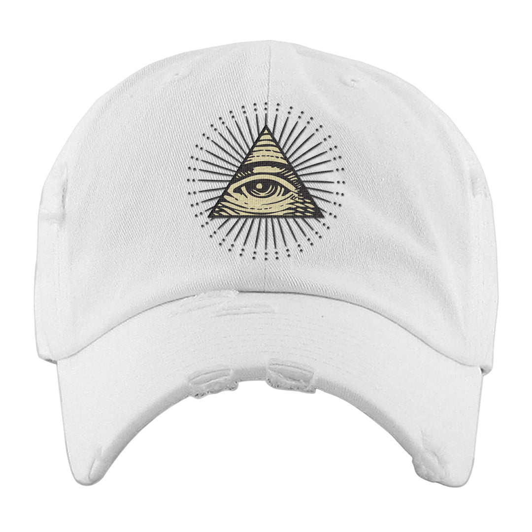 Frozen Moments 4s Distressed Dad Hat | All Seeing Eye, White