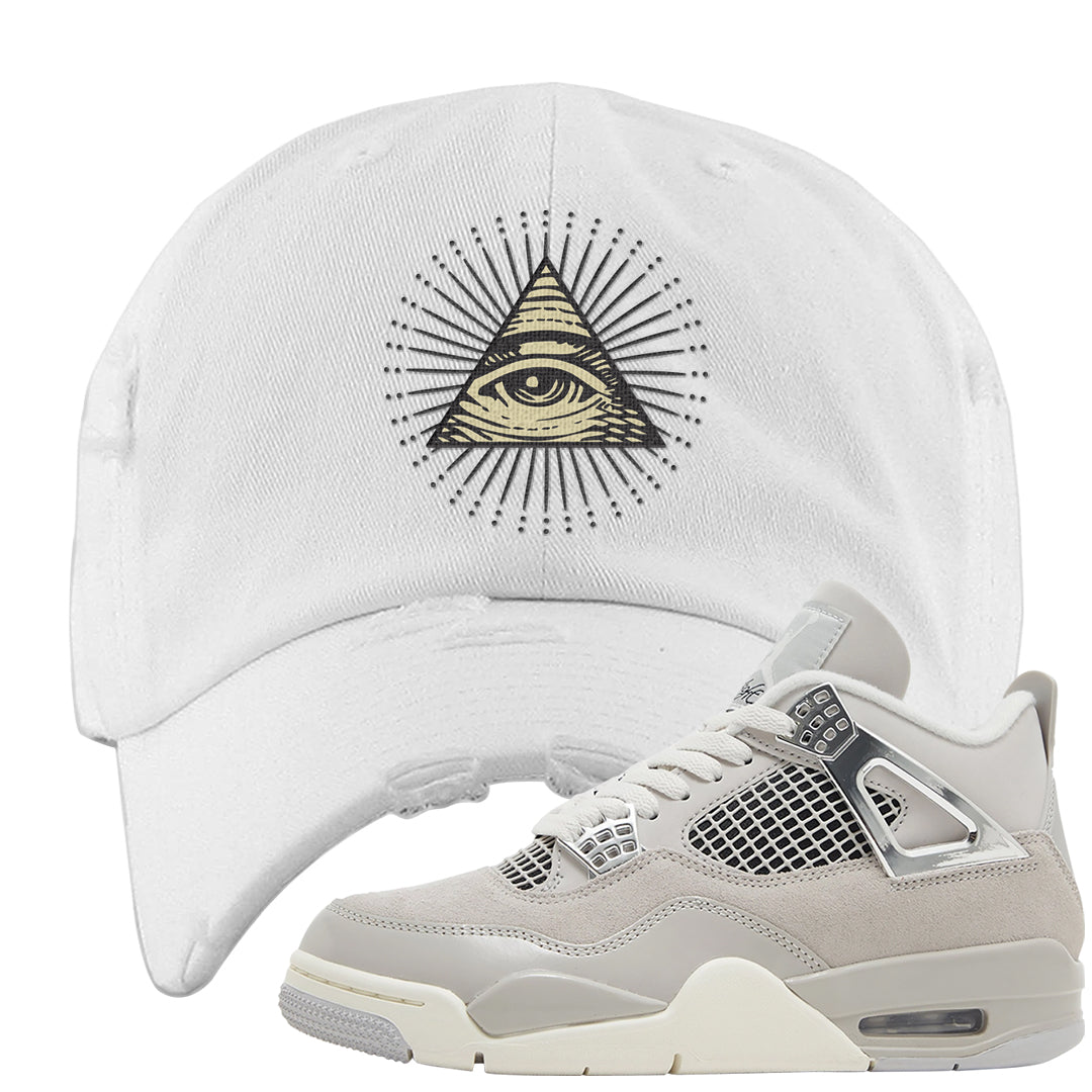 Frozen Moments 4s Distressed Dad Hat | All Seeing Eye, White