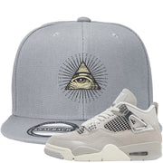 Frozen Moments 4s Snapback Hat | All Seeing Eye, Light Gray
