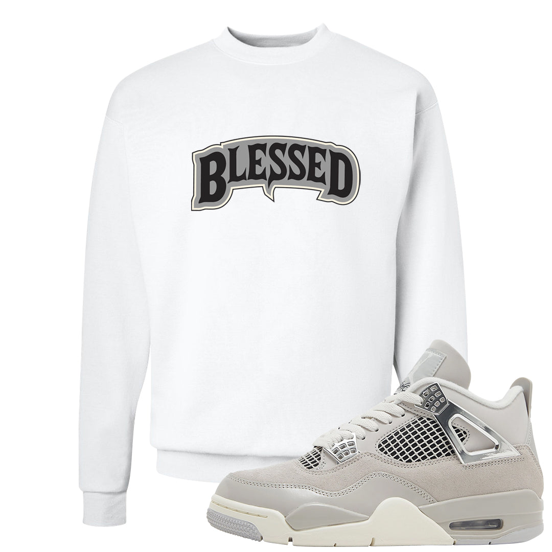 Frozen Moments 4s Crewneck Sweatshirt | Blessed Arch, White