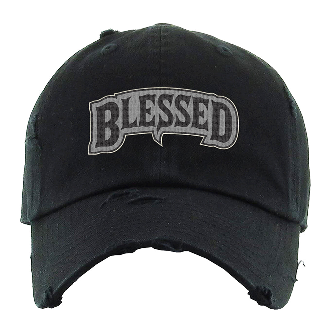 Frozen Moments 4s Distressed Dad Hat | Blessed Arch, Black